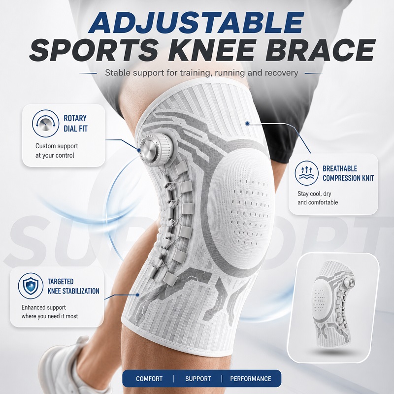 Smart Home Wellness - Smart Knob Kniebandage mit Patella-Gelkissen, seitlicher