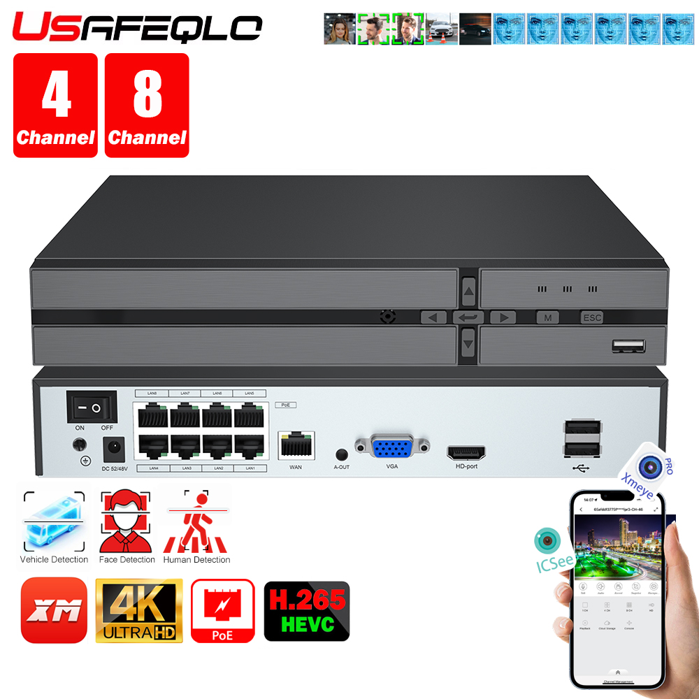 Security Ip Camera - Gesichtserkennung H.265 8ch*4K 4ch/8ch PoE Netzwerk