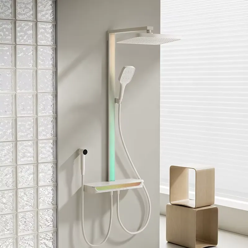 Smart Home - Messing Digitaler Wasserfall-Duschset Wandmontiert Regen-Piano Smart