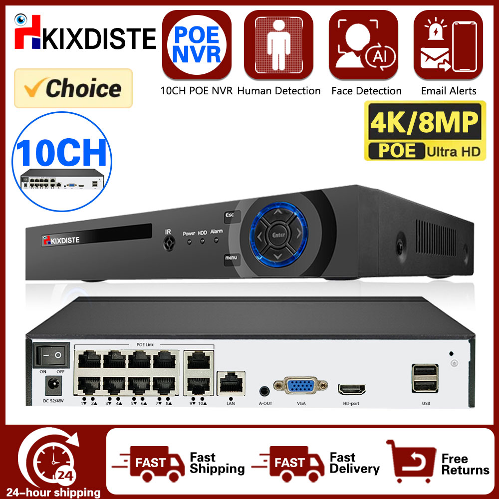 Security Ip Camera - 4k 10ch poe smart nvr (1080p/3mp/4mp/5mp/6mp/8mp/4k)