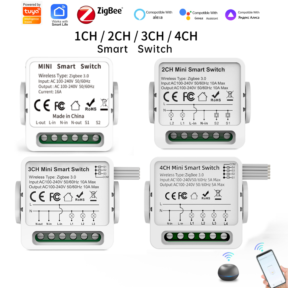 Smart Home Voice Assistant - Tuya Zigbee 3.0 Smart Switch 1/2/3/4-Wege