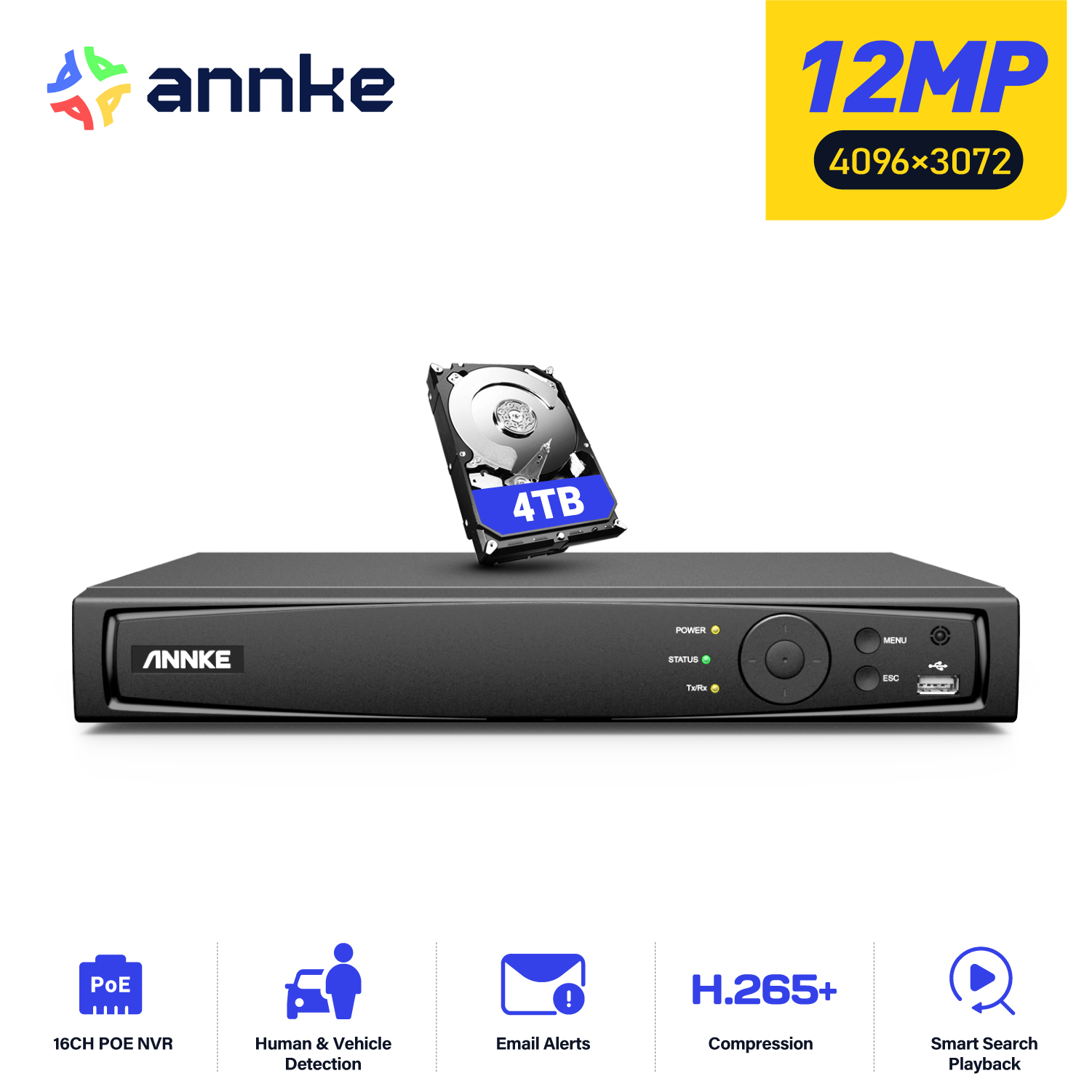 Security Ip Camera - ANNKE 12MP POE NVR Netzwerk-Videorecorder 4/8/16CH