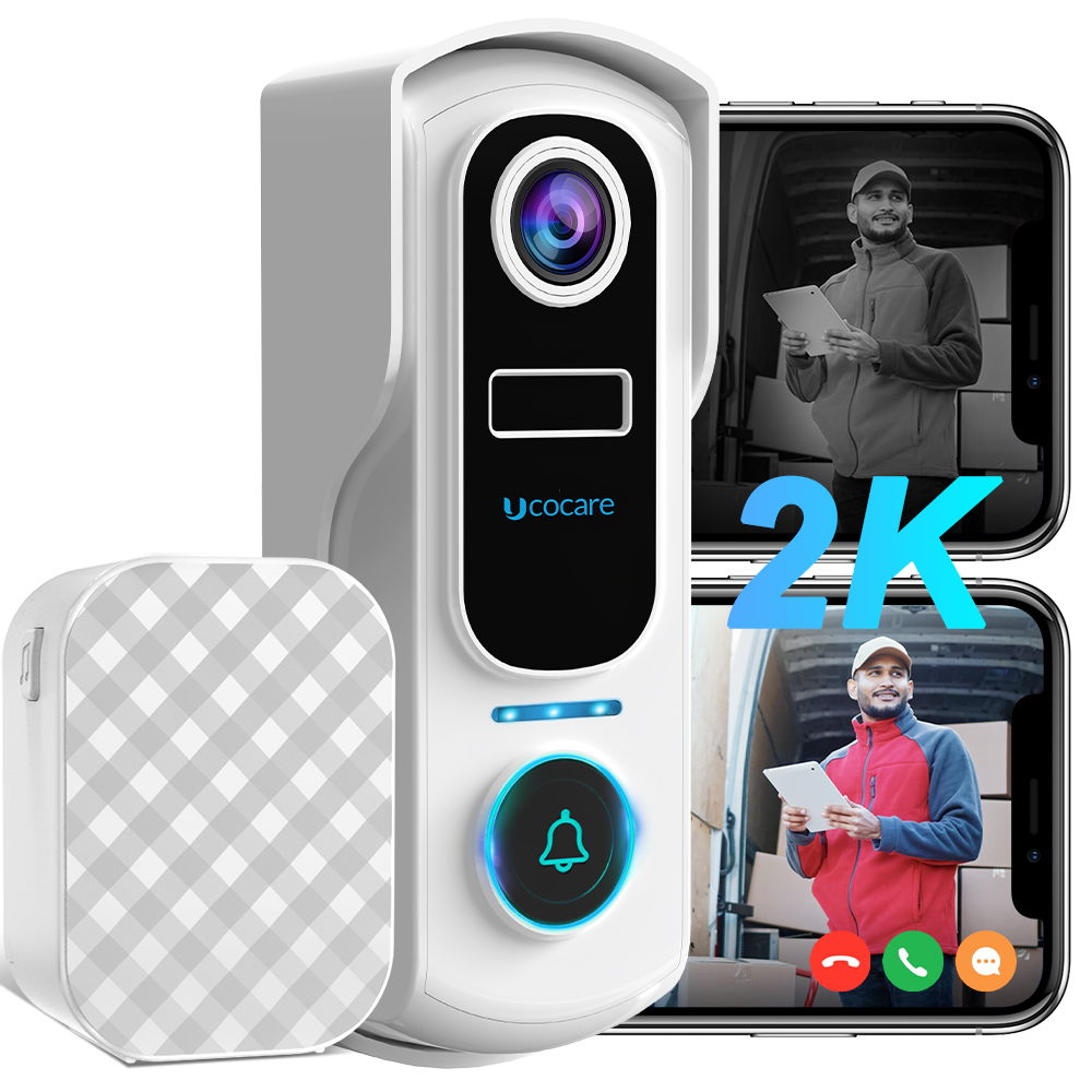 Wifi Doorbell Camera - 2K Video-Türklingel Kabellos UCOCARE P4 WLAN-Türklingelkamera