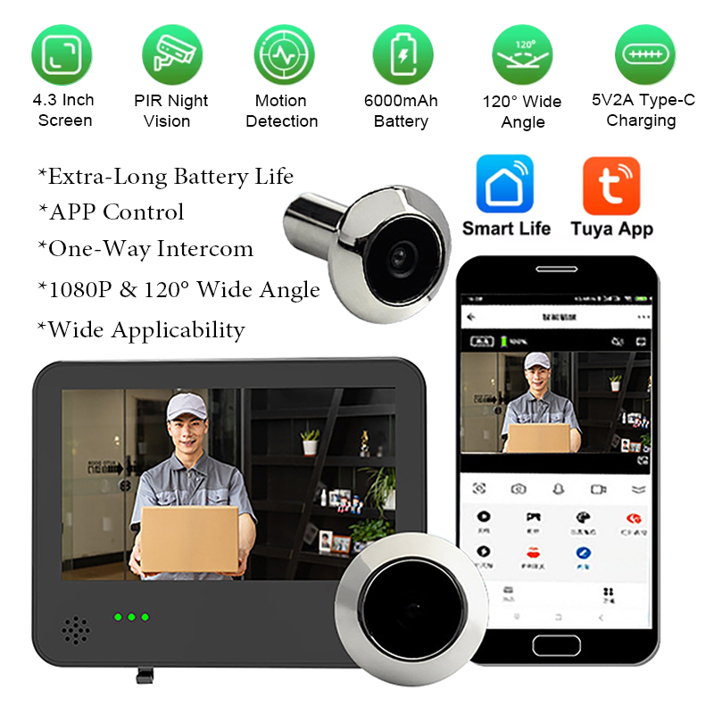Wifi Doorbell Camera - Tuya Smart WLAN Video-Türklingel Kamera 4,3