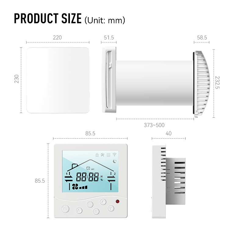 Smart Home Energy App - LCD-Display Wärmerückgewinnungsventilator ERV-System, Tuya Smart App-Steuerung