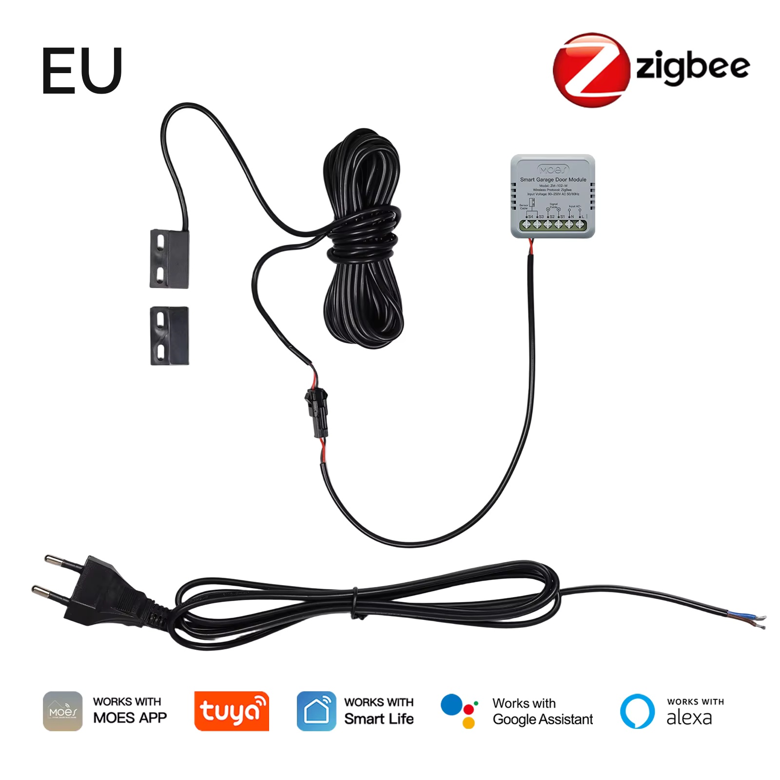 Smart Home Voice Assistant - MOES Zigbee Garagentor-Steuerungsmodul Kompatibel mit Tuya/Smart