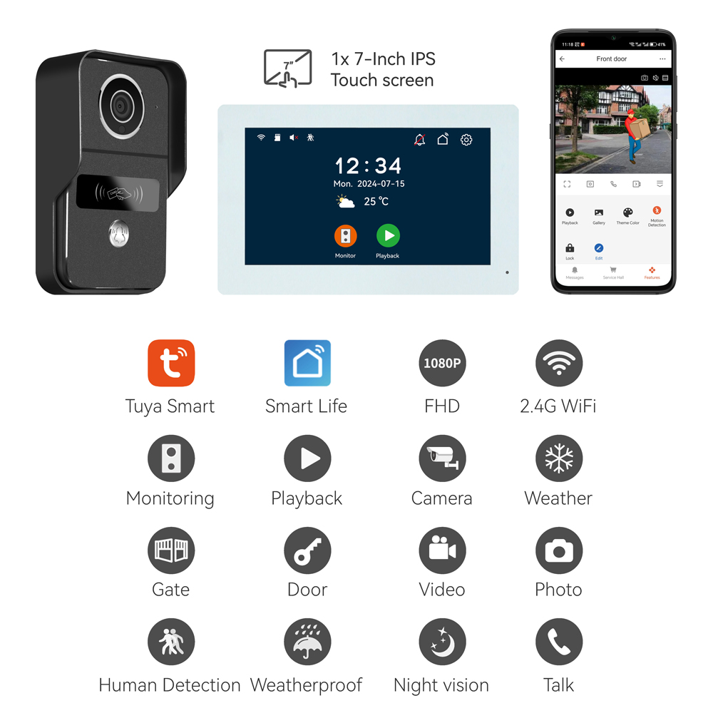 7 zoll IPS Bildschirm 2MP Tuya – Wifi Doorbell Camera Bewertung und Preis